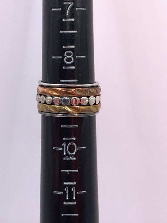 Sterling Silver Copper Brass Spinner Fidget Band Ring Size 9 J874 - Picture 5 of 8